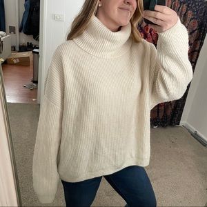 Oversized turtleneck oatmeal sweater